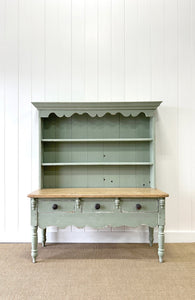 An Antique English Country Painted Kitchen Dresser