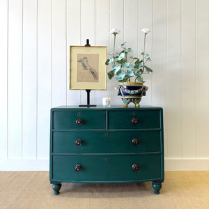 An English Pine Chest of Drawers Dresser in Green Paint c1890