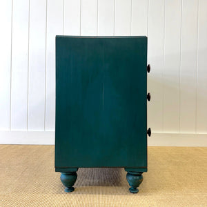An English Pine Chest of Drawers Dresser in Green Paint c1890