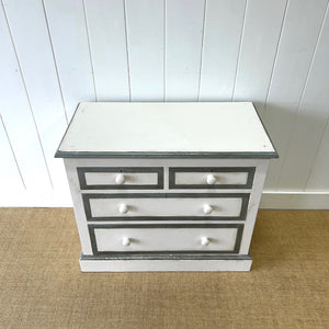 An Antique English Folky Painted Pine Chest of Drawers Dresser c1890