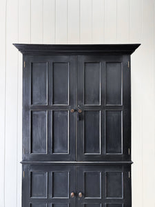 A Handsome English 19th Century Ebonized Pine Housekeeper's Cupboard