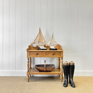An English Country Pine Galleried Washstand or Console Table
