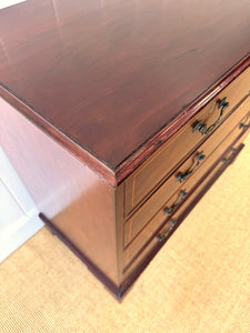 A English Georgian Mahogany Chest of Drawers with Swan Neck Hardware