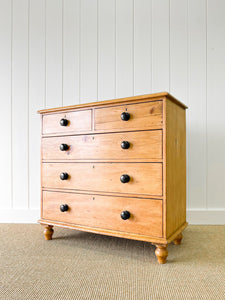 A Large English Pine Chest of Drawers Dresser on Tulip Feet c1890