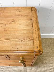 An Antique English Pine Chest of Drawers Dresser with Good Brasses c1840