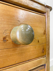An Antique English Pine Chest of Drawers Dresser with Good Brasses c1840