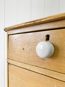 An Antique English Pine Chest of Drawers Dresser with Porcelain Knobs c1890