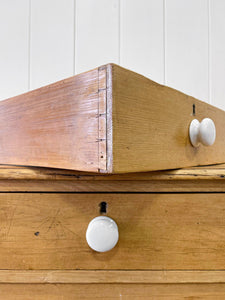An Antique English Pine Chest of Drawers Dresser with Porcelain Knobs c1890