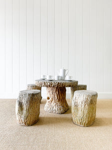 A Delightful Faux Bois Garden Table and 4 Stools