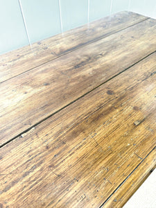 Antique English Country Pine 3.5ft Dining Table or Side Table with Drawer c1890
