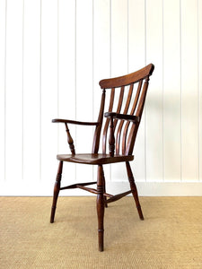 A 19th Century High Back English Country Elm & Beech Armchair Windsor