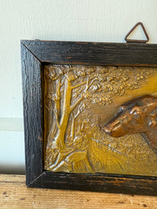 Pair of Vintage Wall Plaques featuring Horse and Sight Hound