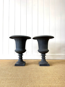 A Large and Special Pair of Antique Cast Iron Garden Urns