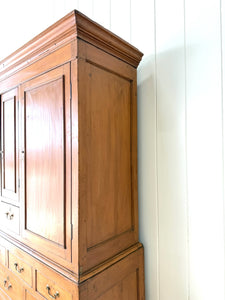 An Antique English Pine Tack Cupboard Brass Hardware