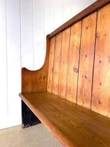 An Antique English Pine Settle or Hall Bench