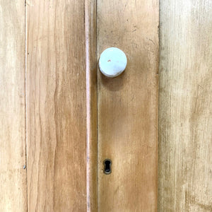 A 19th Century English Pine Linen Press Cupboard with Porcelain Knobs