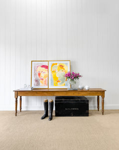 An English Antique 9ft Farmhouse Sideboard Harvest Console Table