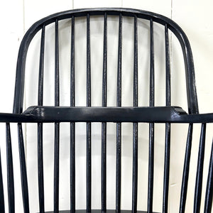 A Set of Six Antique Black Windsor Armchairs