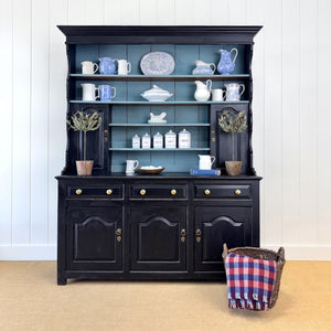A Wonderful Vintage Large Ebonized Welsh Oak Dresser or Cupboard