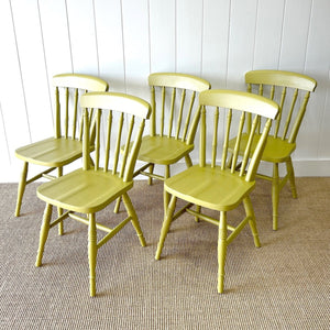 A Set of 5 Antique Ash Spindle Back Side Chairs