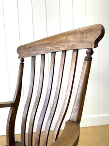 A Victorian Elm Slat Back English Windsor Farmhouse Armchair