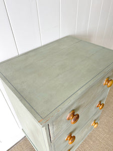 An English Pine Green Painted Chest of Drawers Dresser c1890