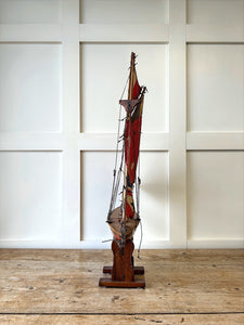 An English Antique Red Pond Yacht with Stand