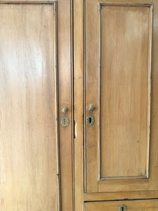 An Antique English Pine Tack Cupboard Brass Hardware