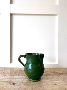 A Dutch Green Glazed Folded Spout Earthenware Pitcher c1890