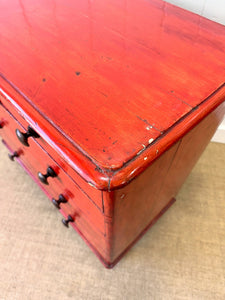 A Striking English Red Chest of Drawers Dresser c1890