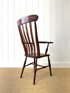 A 19th Century High Back English Country Elm & Beech Armchair Windsor