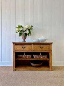 An English Country 2 Drawer Pine Buffet Sideboard c1860