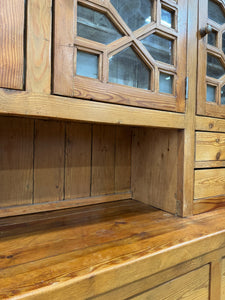 A Monumental Late 19th Century English Pine Bookcase Cabinet or Hutch