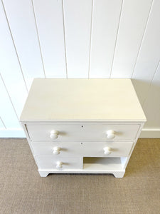 An Antique English Cream Painted Chest of Drawers Dresser c1890