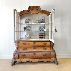 An 18th Century Dutch Vitrine à Deux Corps Glazed Pine Bookcase Cabinet or Hutch