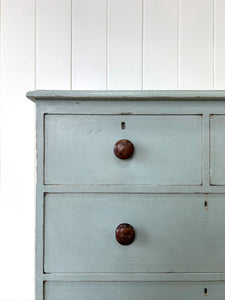 An Antique Blue Painted Chest of Drawers Dresser