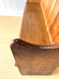 An Antique English Pine Settle or Hall Bench