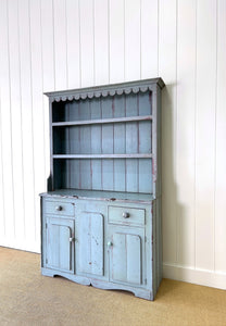 An Antique Pale Blue Welsh Kitchen Dresser or Hutch An Antique Pale Blue Welsh Kitchen Dresser or Hutch
