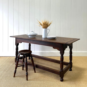 An Antique English Country 5.5 ft Narrow Kitchen Dining Table or Sideboard