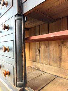 A Wonderful Large Ebonized Welsh Dresser or Cupboard