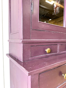 A 19th Century English Pine Bookcase in Eggplant Purple