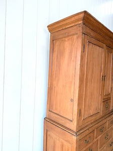 An Antique English Pine Tack Cupboard Brass Hardware