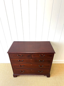 A English Georgian Mahogany Chest of Drawers with Swan Neck Hardware