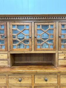 A Monumental Late 19th Century English Pine Bookcase Cabinet or Hutch