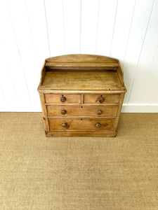 An Antique English Pine Chest of Drawers Dresser with Gallery c1890