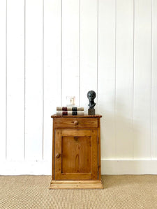 An Antique Diminutive Pine Nightstand with Wooden Knobs