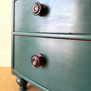 An English Pine Chest of Drawers Dresser in Green Paint c1890