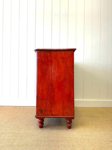 A Striking English Red Chest of Drawers Dresser c1890