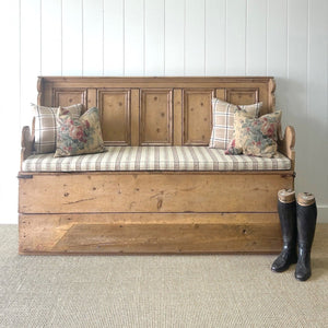 Antique 19th Century Swedish High Back Pine Bench