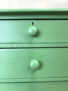 A Large Pine Green Painted Chest of Drawers Dresser c1890